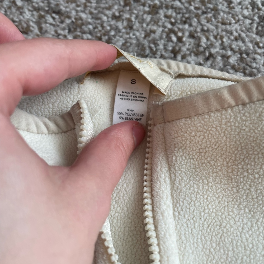 QINSEN Half Zip Fleece Sweatshirt Mock Neck Sherpa Pullover Apricot Small - Picture 3 of 5